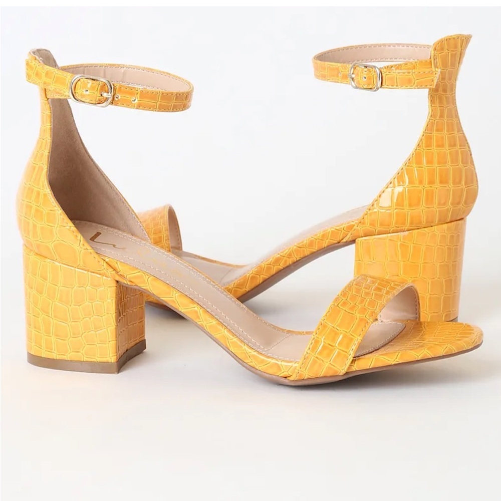 Lulus Harper Crocodile Embossed Sandals - Picture 2 of 9